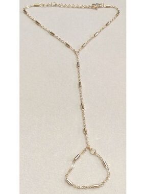 New 14K Gold PLated Hand Harness Chain Slave Bracelet Adjustable Length Boho